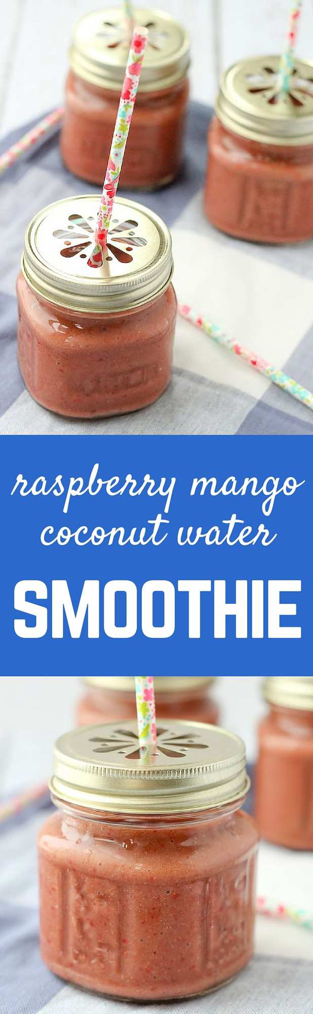 This refreshing raspberry mango coconut water smoothie will have you thinking you're on a warm beach somewhere! Get the recipe on RachelCooks.com!