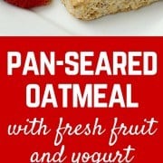 Take your oatmeal outside the bowl and try this unique pan-seared oatmeal with fresh fruit and yogurt. You'll love the crispy buttery crust on the outside. Get the great healthy breakfast recipe on RachelCooks.com