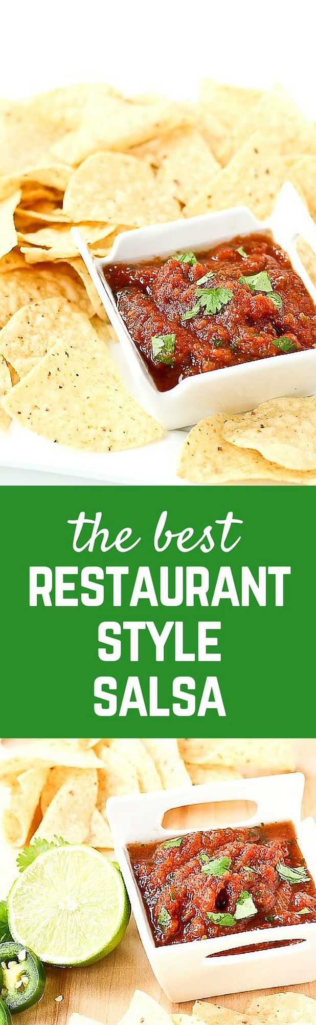 Ever go out to eat just for that irresistible salsa? You won't believe how easy it is to make restaurant style salsa at home. Get the easy recipe on RachelCooks.com!