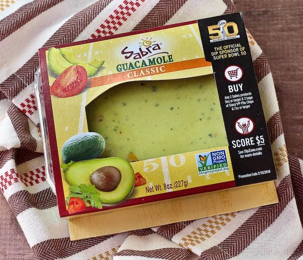 Top view of a package of Sabra guacamole.