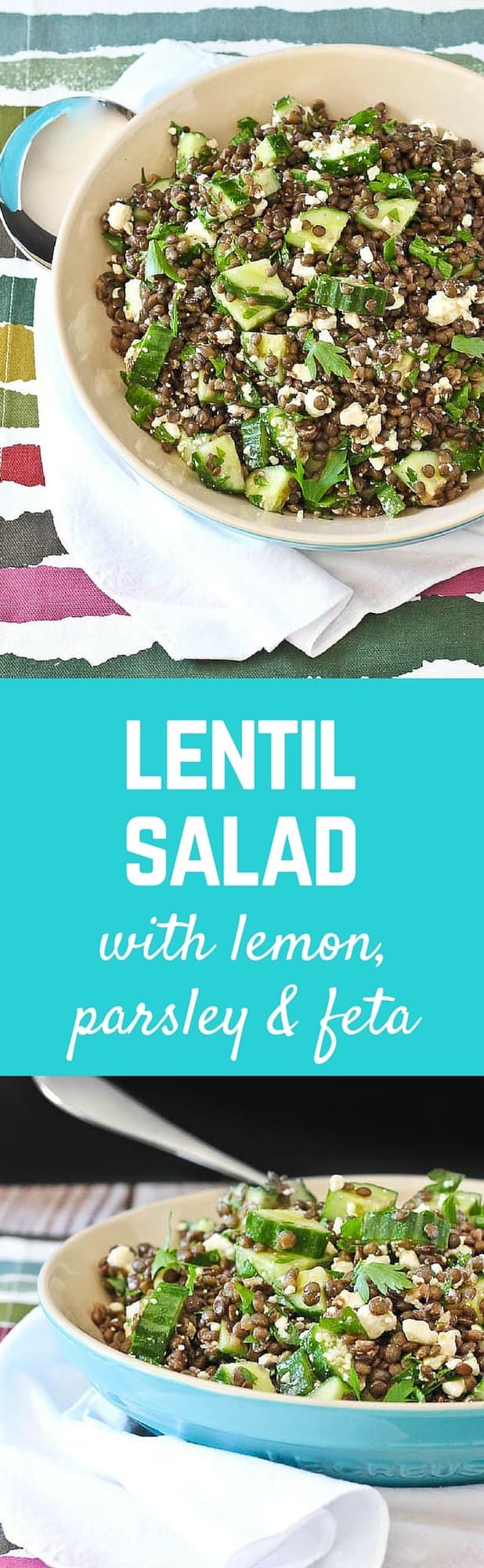 Filling, satisfying, and flavorful. This lentil salad recipe with feta, lemon, and parsley is perfect for meal prep days and stores well in the fridge for healthy eating all week. Get the healthy recipe on RachelCooks.com!