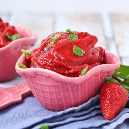 All you need are a blender, two ingredients, and five minutes for this refreshing and healthy strawberry sorbet with mint. Get the easy recipe on RachelCooks.com!