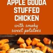 Creamy Gouda cheese and sweet apples make these stuffed chicken breasts a winner! Pair with smoky roasted sweet potatoes for a sheet pan supper that will make everyone happy. Get the easy chicken recipe on RachelCooks.com!