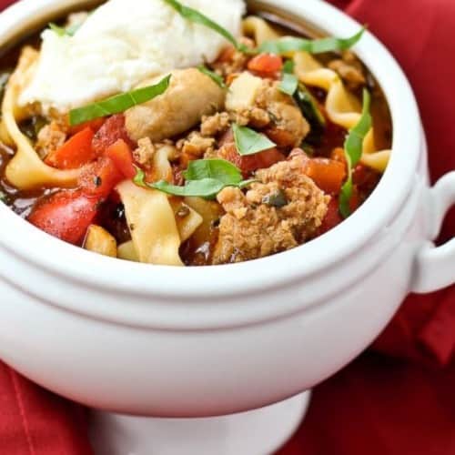 Love lasagna but hate all those layers? You're not alone. You're going to adore this lasagna soup recipe. It gives you the comfort that only lasagna can...but without the stress. Get the easy soup recipe on RachelCooks.com!