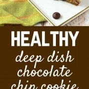 Although still a treat, this healthy chocolate chip cookie recipe is one you can feel good about! Bonus: Made in minutes in a blender AND DEEP DISH - so gooey and delicious! PS: The beans in this cookie add moisture and protein! Get the healthy dessert recipe on RachelCooks.com!