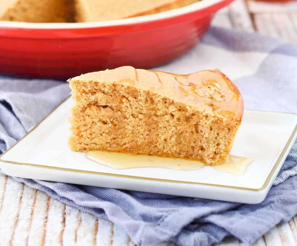 Healthy whole wheat cornrbead on a rectangular plate.