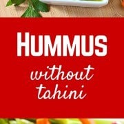 If you don't like or can't have tahini, this parley hummus without tahini should be your bean dip of choice! It comes together in 10 minutes or less and is perfect for healthy dipping. Get the healthy dip recipe on RachelCooks.com!