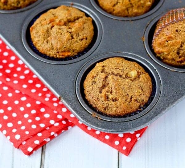 There aren't many better ways to start your day than with one of these morning glory muffins. Filling, flavorful, and oh so satisfying thanks to carrots, pineapple, coconut and raisins. Get the recipe on RachelCooks.com!