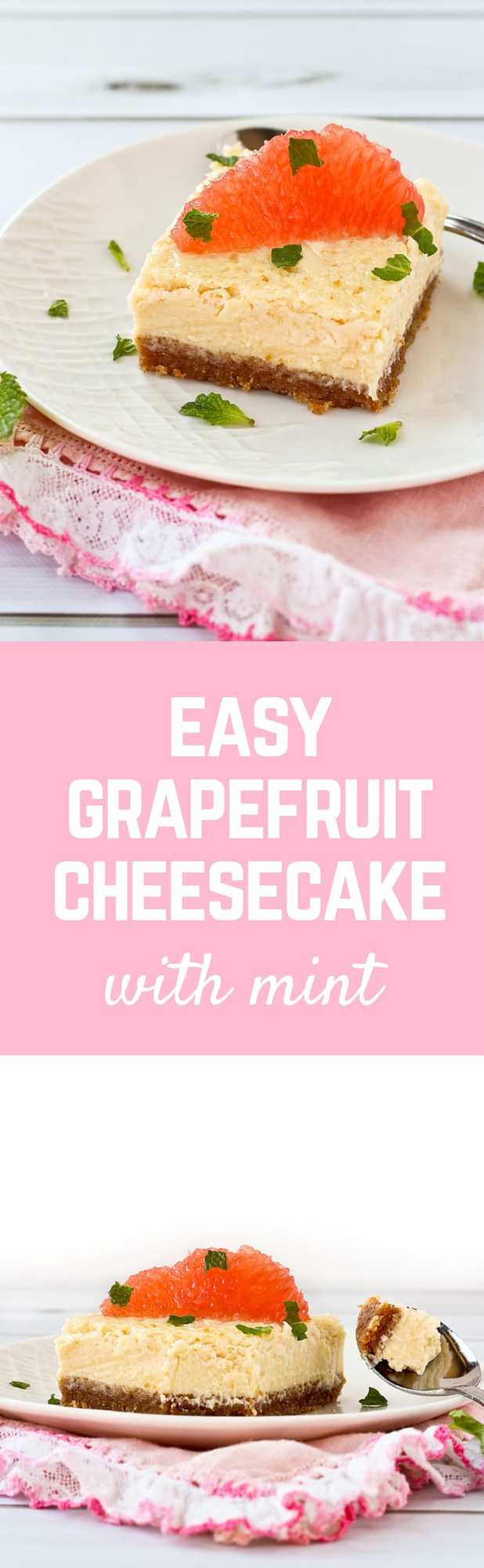 This easy grapefruit cheesecake with mint is rich yet refreshing. It's a perfect summer dessert for any occasion. Get the easy cheesecake recipe on RachelCooks.com!