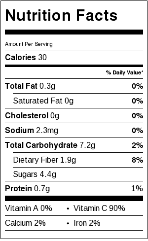 strawberry sorbet nutrition label