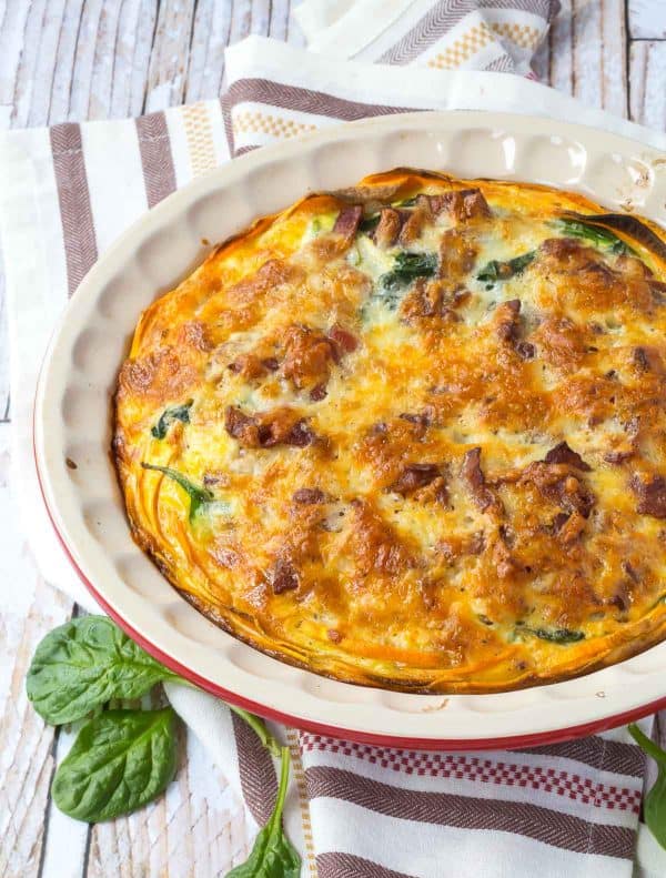 If you haven't made a quiche with a sweet potato crust, it's time to give it a try! This bacon cheddar quiche is a healthier alternative to a traditional quiche, plus it packs more flavor! Get the fun breakfast or brunch recipe on RachelCooks.com!