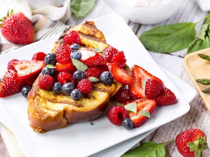 Grilled French Toast Stuffed With Strawberry Basil Cream Cheese Rachel Cooks