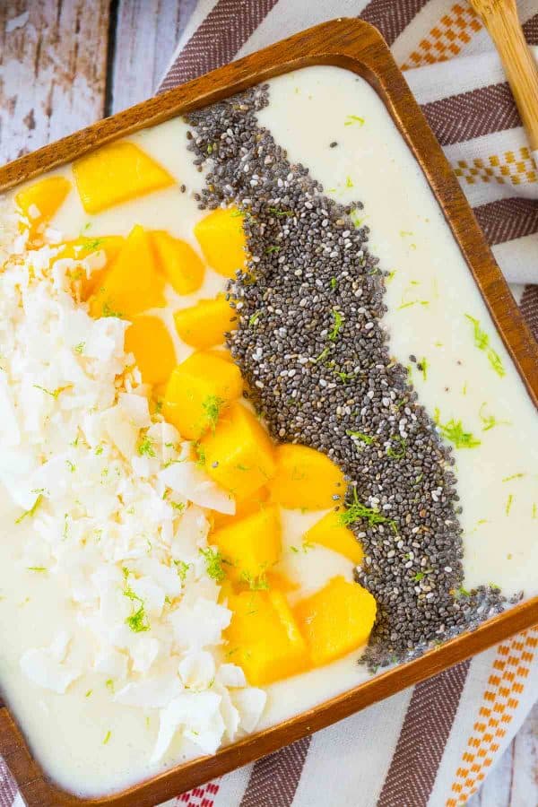 Filled with the flavors of the tropics, this tropical smoothie bowl will be your new favorite way to start the day. The flavors of the bananas, coconut and pineapple will transport you to somewhere warm and sunny. Get the recipe on RachelCooks.com!