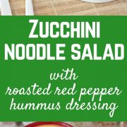 Zucchini Noodle Salad with Roasted Red Pepper Hummus Dressing - get the easy salad recipe on RachelCooks.com!