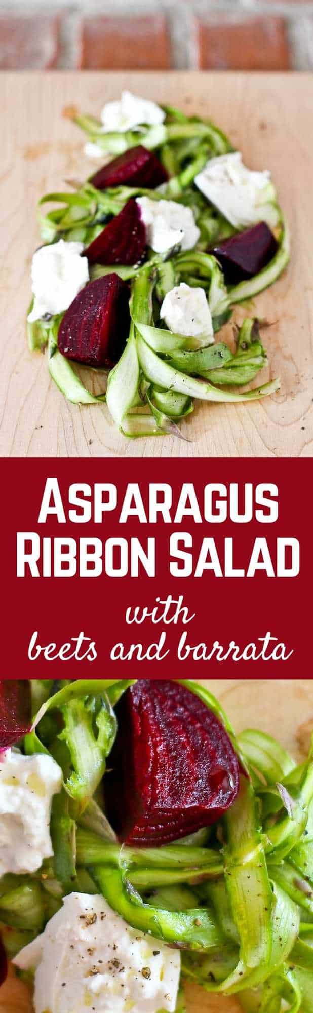 Asparagus Ribbon Salad with Beets and Burrata - get the easy recipe (perfect for entertaining!) on RachelCooks.com!