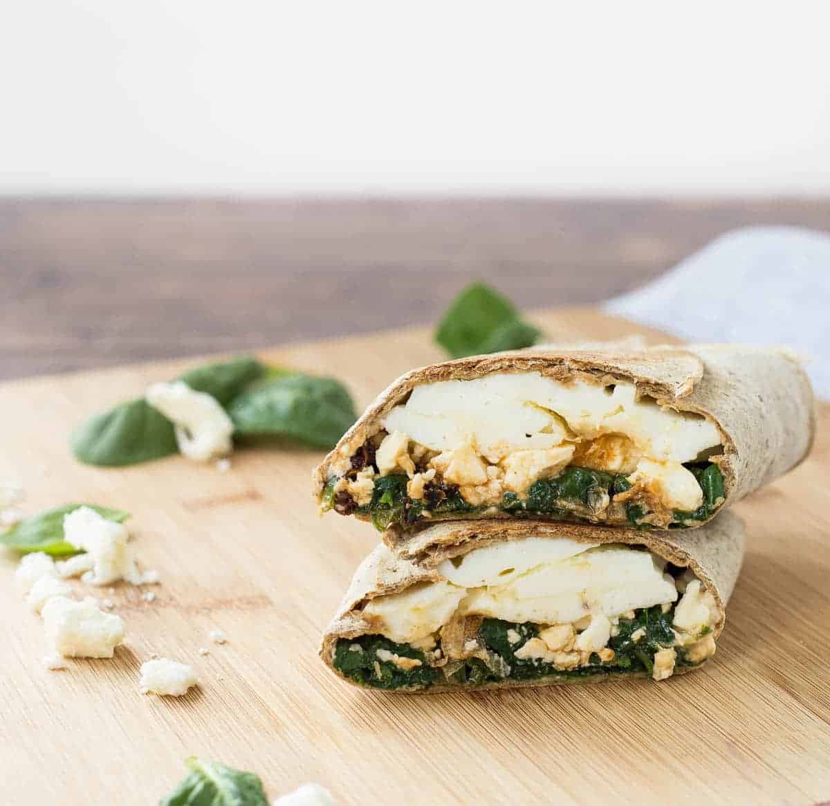 Copycat Starbucks egg white wrap on a wooden surface.