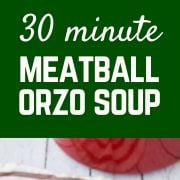 This quick, healthy, easy meatball soup with whole wheat and vegetables will warm you on the chilliest of days without leaving you with that heavy, over-full feeling. Get the 30 minute meal on RachelCooks.com!