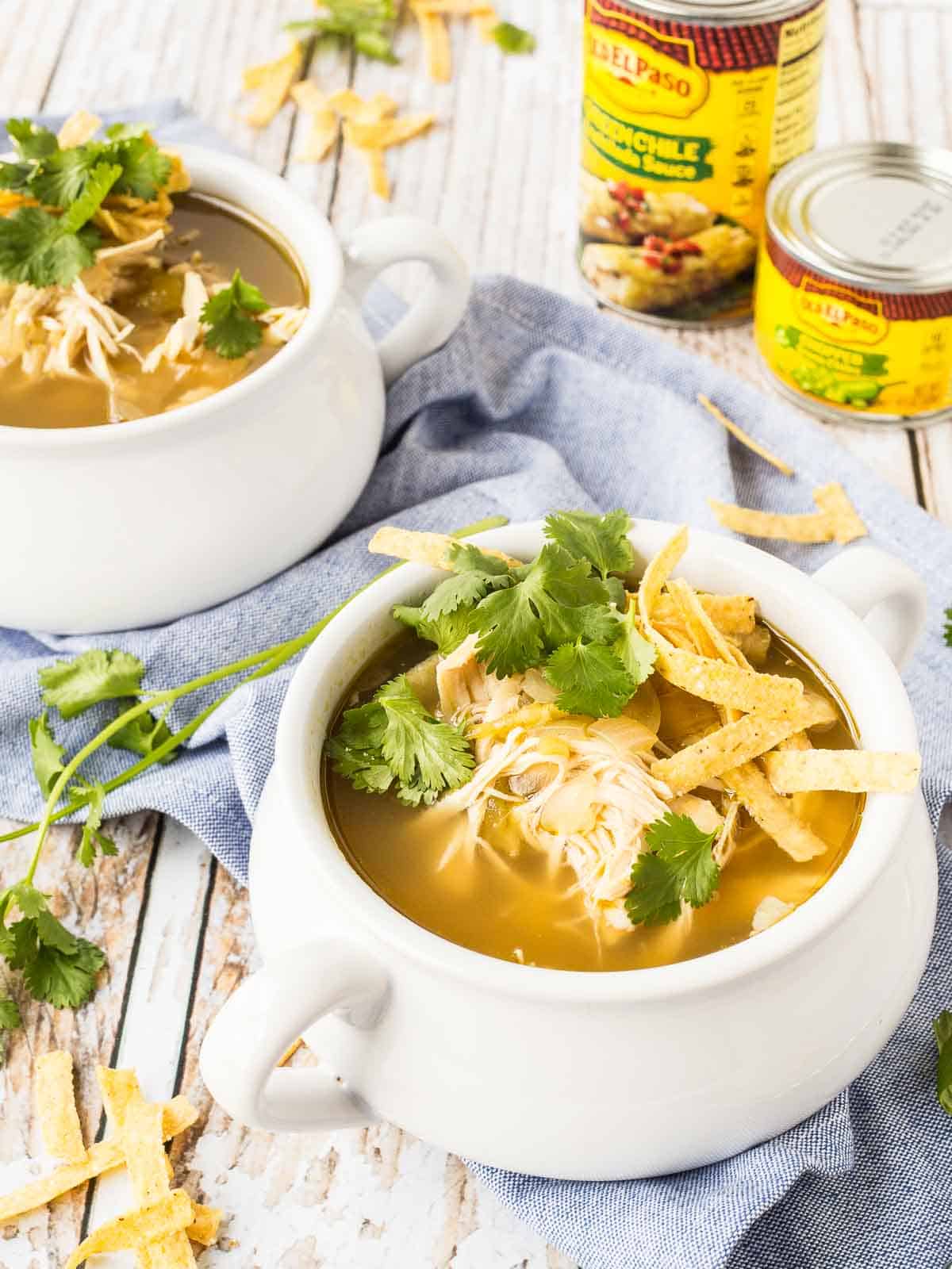 Soup in bowls, with Old El Paso products in background.