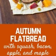 Experience a taste of fall with this ricotta flatbread! The party starts in the spiced ricotta and carries throughout the fun autumn toppings: bacon, squash, apples, mushrooms, and maple candied pepitas. You'll want to eat this all year! Get the easy recipe on RachelCooks.com!