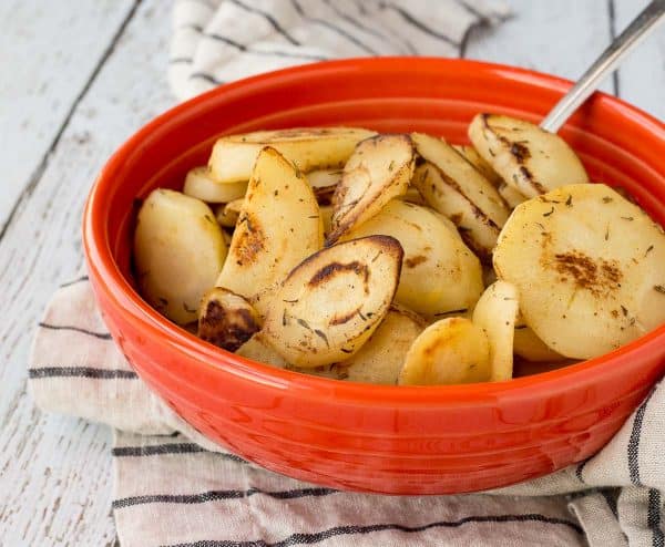 A classy yet stand-out side dish, these sautéed parsnips are flavored with wine, butter, and thyme. They're the perfect addition to any meal - especially Thanksgiving! Get the easy recipe on RachelCooks.com!