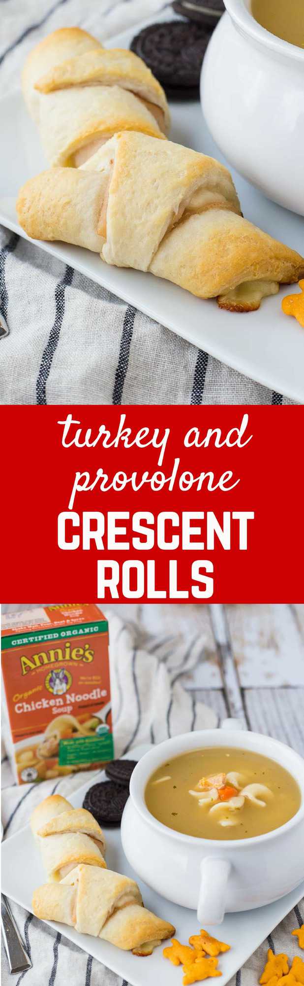 Pair these turkey and cheese crescent rolls with a hot bowl of cozy chicken noodle soup for a quick and delicious meal on even the busiest of days! Get the easy recipe on RachelCooks.com!