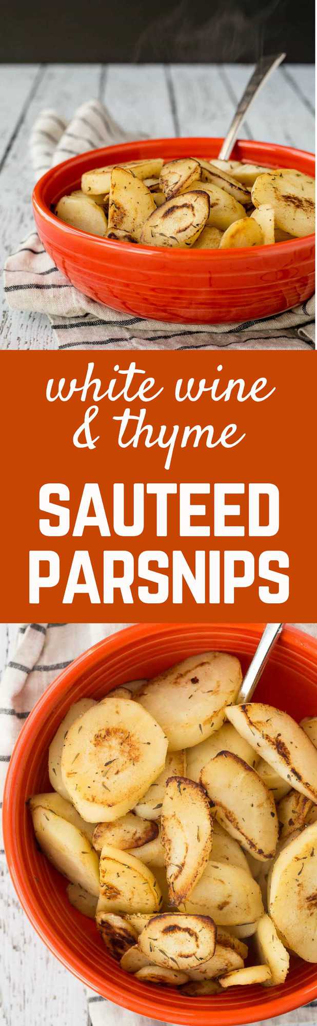 A classy yet stand-out side dish, these sautéed parsnips are flavored with wine, butter, and thyme. They're the perfect addition to any meal - especially Thanksgiving! Get the easy recipe on RachelCooks.com!