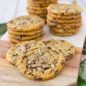 A perfect taste of the holidays, these Andes Mint Cookies are full of chocolate and mint goodness in every single bite! Add them to your Christmas cookie list this year. Get the cookie recipe on RachelCooks.com!