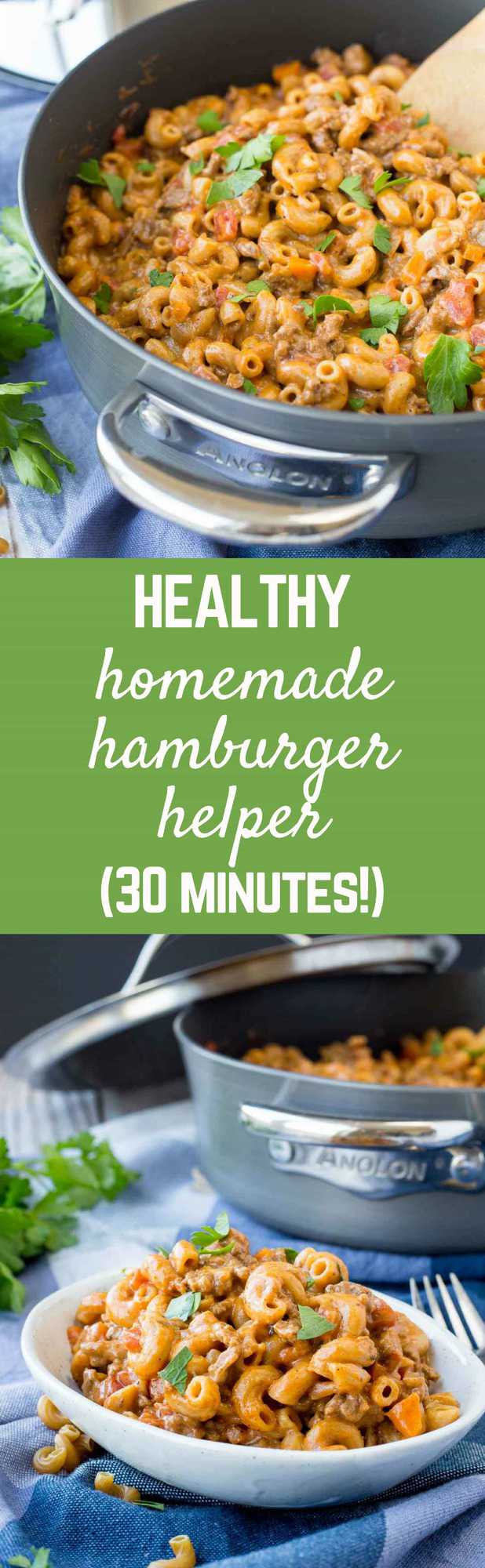 A classic boxed meal, made healthier and heartier. And guess what? It's not that much harder to make! Your whole family will love this healthy homemade hamburger helper. Get the 30 minute meal recipe on RachelCooks.com!