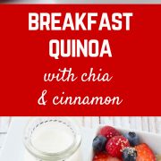 Looking for a filling and nutritious breakfast but slightly bored with oatmeal? You'll love this protein-packed breakfast quinoa! Have fun with toppings! Get the healthy breakfast recipe on RachelCooks.com!