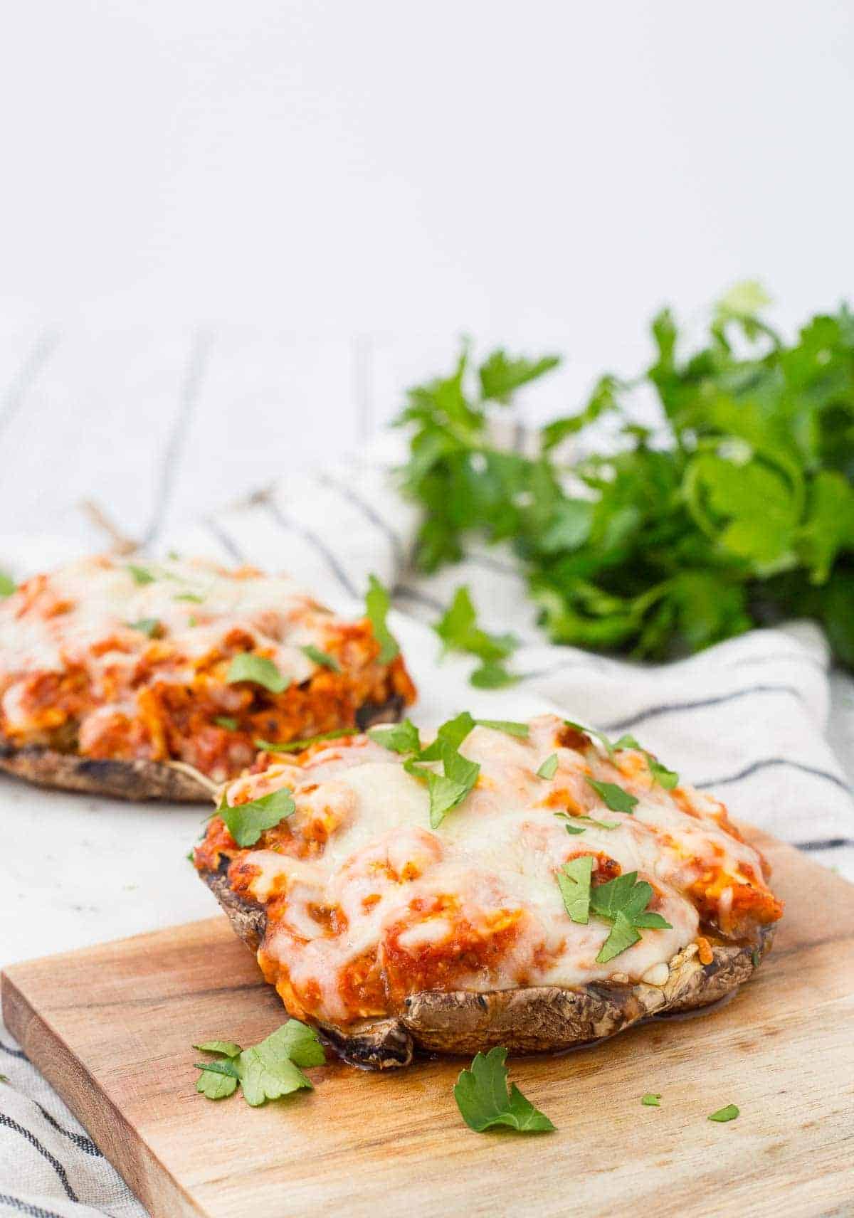 Two servings of stuffed mushrooms.