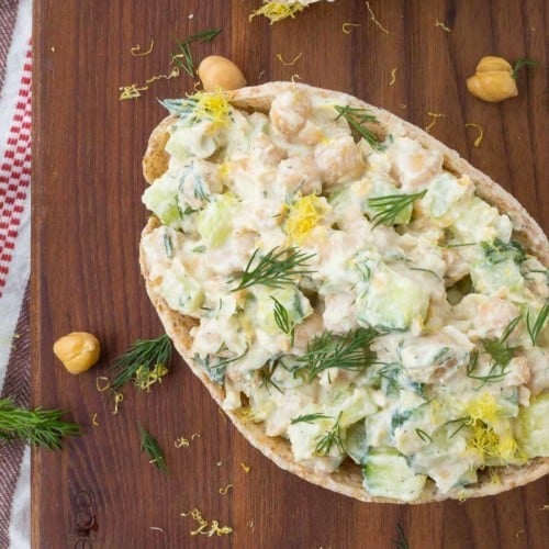 If you’re looking for a healthy and easy to make vegetarian meal that will still fill you up and leave you feeling satisfied, look no further. This lemon dill chickpea salad recipe is just what you need. Get the recipe on RachelCooks.com!