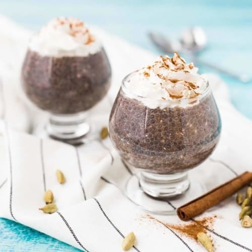 The flavors of Chai in a chia seed pudding recipe....chai chia! Say that 10 times fast! Or just make this flavorful, healthy, sweet treat. Get the easy recipe on RachelCooks.com!