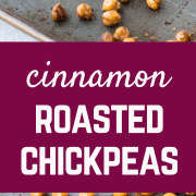 Cinnamon Roasted Chickpeas are a healthy and flavorful snack -- you'll find these are the perfect thing to crush salty and sweet cravings and keep you full! Get the easy snack recipe on RachelCooks.com!