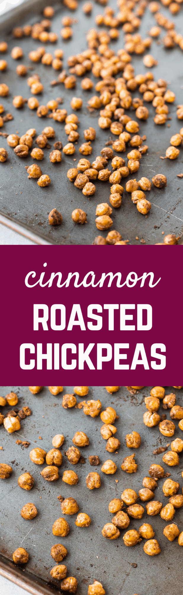 Cinnamon Roasted Chickpeas are a healthy and flavorful snack -- you'll find these are the perfect thing to crush salty and sweet cravings and keep you full! Get the easy snack recipe on RachelCooks.com!