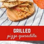 I love to throw a pizza quesadilla on the grill for the kids when I'm grilling other things, but this pizza quesadilla makes a great quick lunch too! Get the easy recipe on RachelCooks.com!