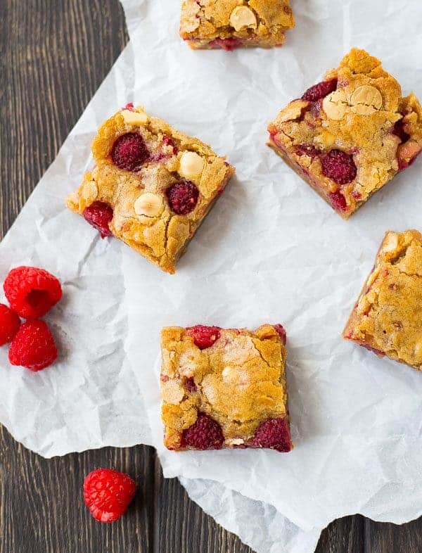 Ultra-moist raspberry white chocolate blondies are absolutely irresistible. You won't believe how easy they are to make! Get the recipe on RachelCooks.com!