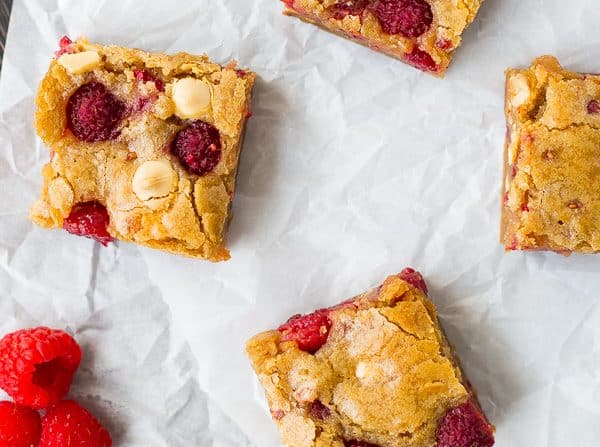 Ultra-moist raspberry white chocolate blondies are absolutely irresistible. You won't believe how easy they are to make! Get the recipe on RachelCooks.com!