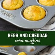 This Cornbread Muffin Recipe with Herbs and Cheddar takes your standard corn muffins up a notch thanks to flavorful herbs and rich, sharp cheddar. They're perfect with a bowl of chili!