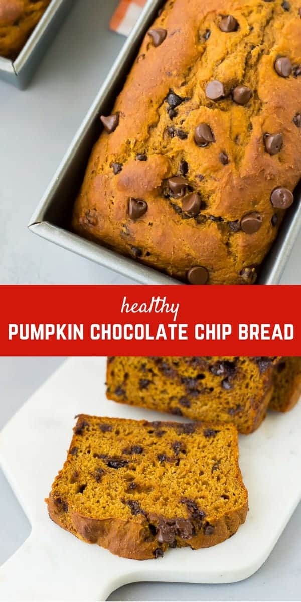 Pinterest title image for Pumpkin Chocolate Chip Bread.