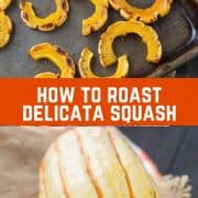 Learn how to cook delicata squash with this easy roasting method! Spoiler alert: No peeling necessary!  Get the easy method on RachelCooks.com!