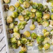 This Roasted Brussels Sprouts recipe isn't like every other - the addition of a bit of nutty Asiago cheese sets it apart from the rest! Get the easy roasted vegetable recipe on RachelCooks.com!