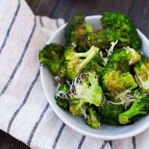 When you bite into crispy Roasted Parmesan Broccoli you'll feel like you're eating a treat, not something packed with healthy nutrients! It's going to become a fast favorite. Get the recipe on RachelCooks.com!