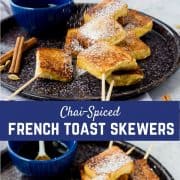 Full of warm spices, these Chai French Toast Skewers are a fun take on French toast that can even be made ahead! They're a must-make for your next brunch! Get the recipe on RachelCooks.com!