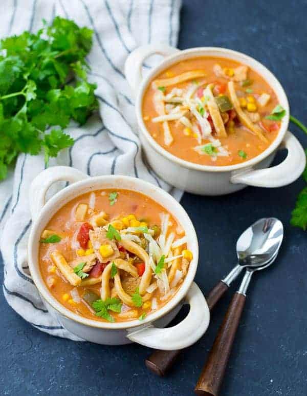 Creamy Chicken Enchilada Soup with Noodles Recipe  - 68