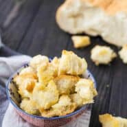 Once you learn how to make croutons, you'll never ever go back to buying store bought croutons! Homemade croutons are unbelievably easy to make and taste so much better than the dry kind you buy from the store.