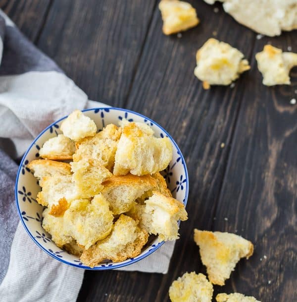 Once you learn how to make croutons, you'll never ever go back to buying store bought croutons! Homemade croutons are unbelievably easy to make and taste so much better than the dry kind you buy from the store.