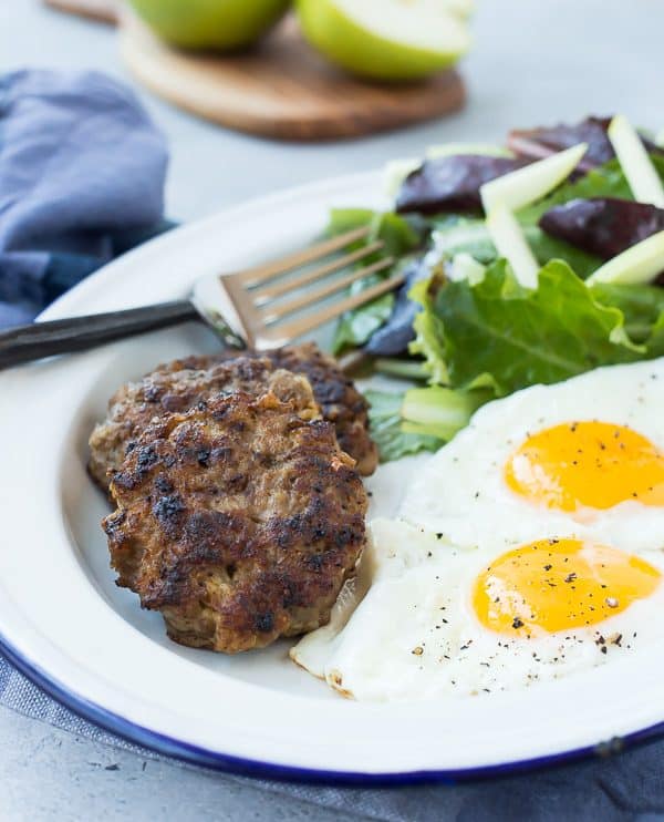 Even if you're not doing a Whole30, this Whole30 Sausage is a breakfast WIN! It's full of flavor and protein and it's super easy to make thanks to a couple shortcuts. You'll be so happy to know exactly what's going into your breakfast sausage! Get the paleo sausage recipe on RachelCooks.com!