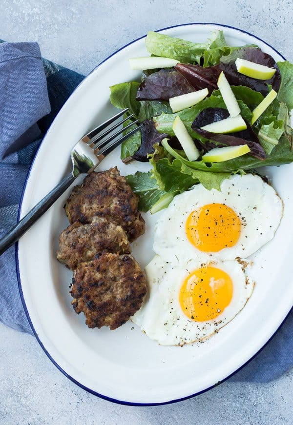 Even if you're not doing a Whole30, this Whole30 Sausage is a breakfast WIN! It's full of flavor and protein and it's super easy to make thanks to a couple shortcuts. You'll be so happy to know exactly what's going into your breakfast sausage! Get the paleo sausage recipe on RachelCooks.com!