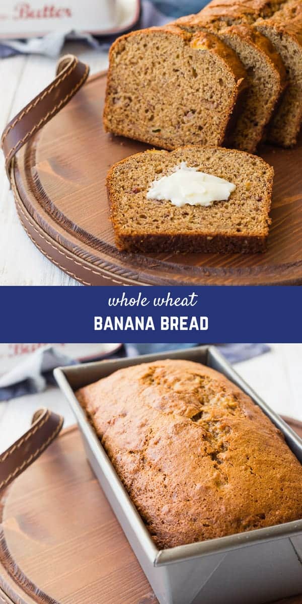 Whole Wheat Banana Bread is a staple in my house - my kids adore it and it's the perfect use for ripe bananas. People are always shocked when I tell them this is healthy! It freezes well and it's going to become a staple in your house, too.
