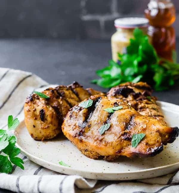 Front view of chicken on small plate.